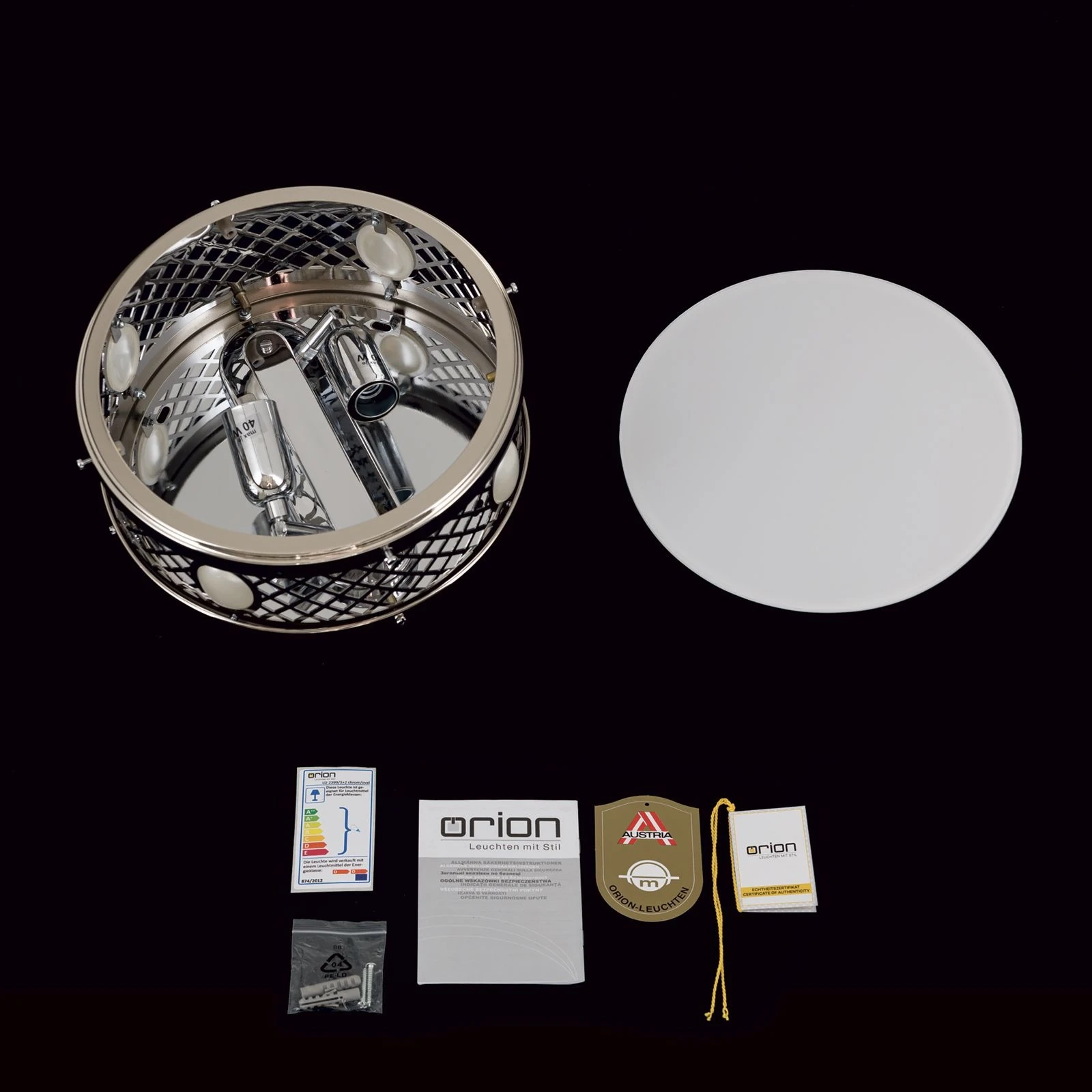 Plafonska lampa ALT WIEN, sjajni nikl, Ø 25 cm - 8