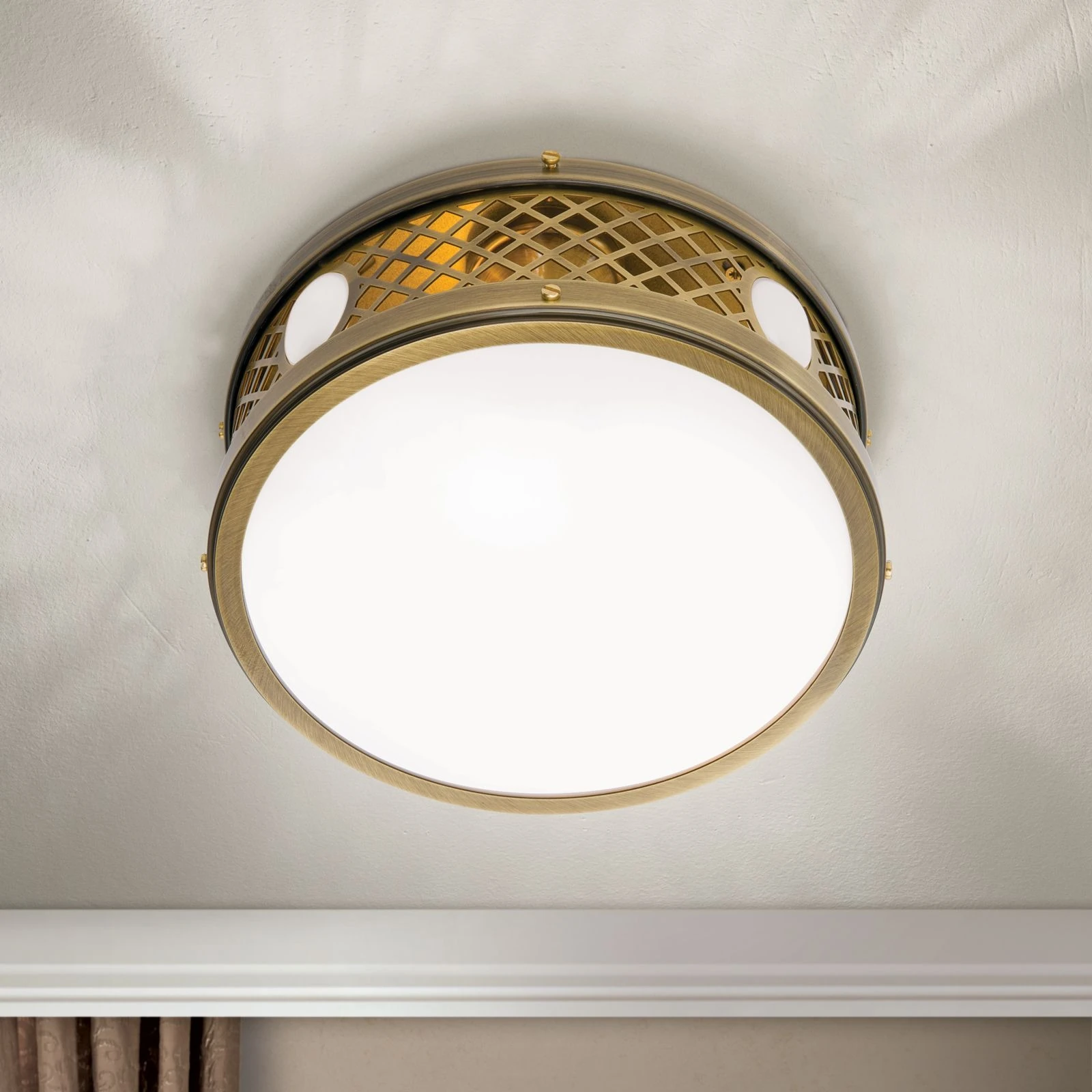 Plitka plafonska lampa ALT WIEN, antik mesing, 25 cm - 2