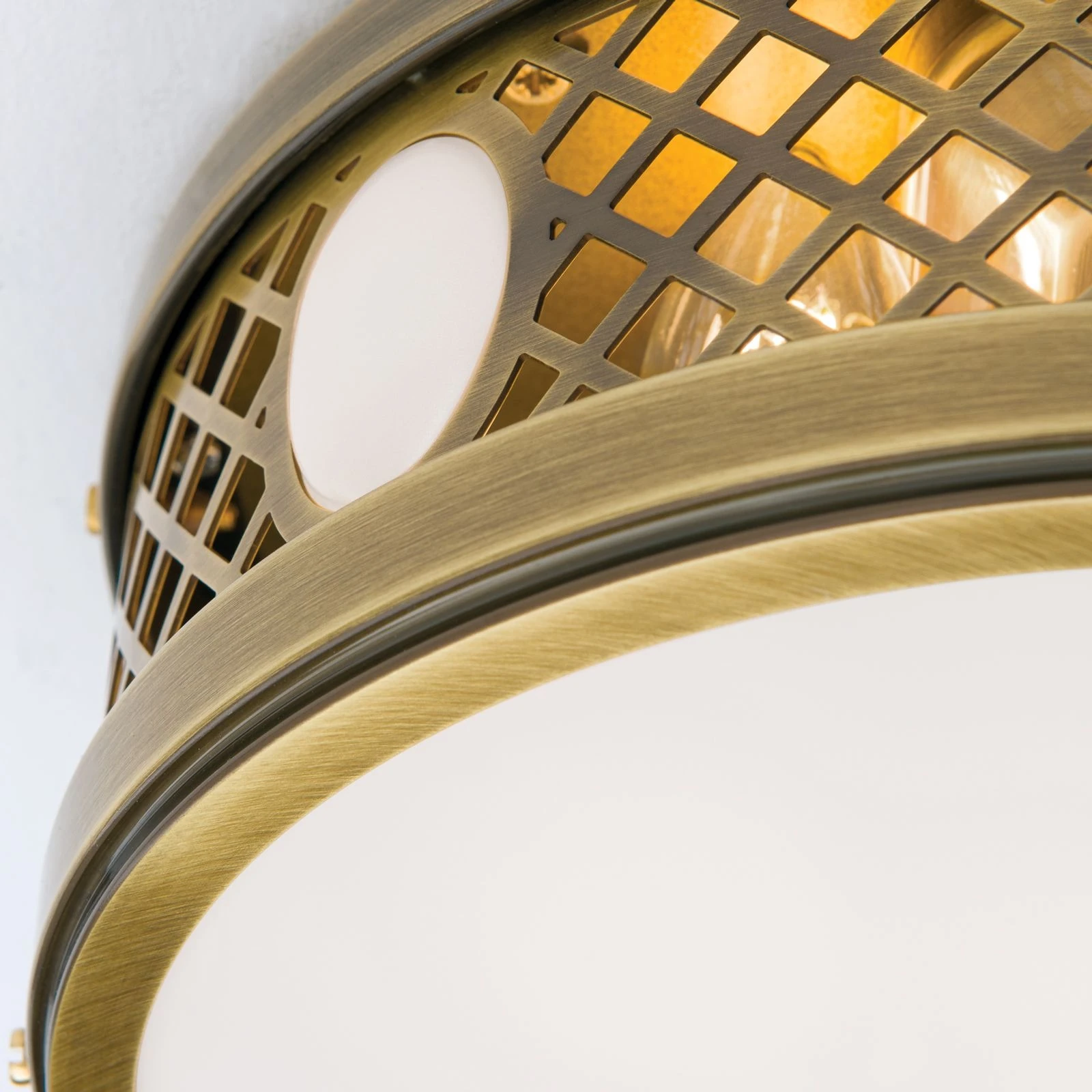 Plitka plafonska lampa ALT WIEN, antik mesing, 25 cm - 6