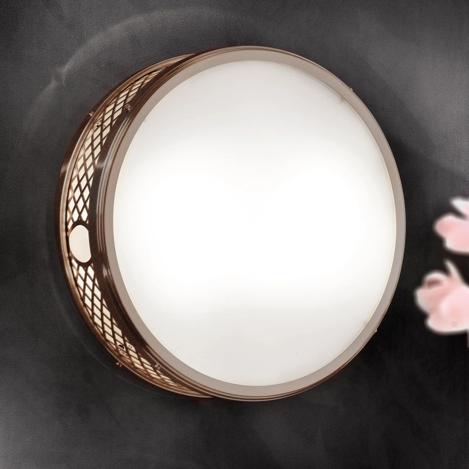 Plitka plafonska lampa ALT WIEN, antik mesing, 33 cm - 4