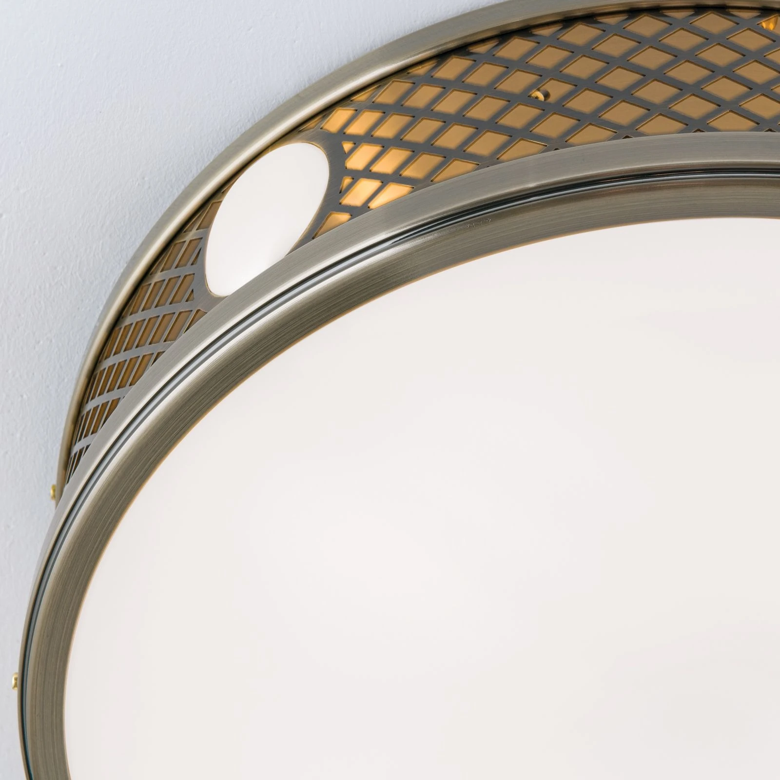 Plitka plafonska lampa ALT WIEN, antik mesing, 53 cm - 5