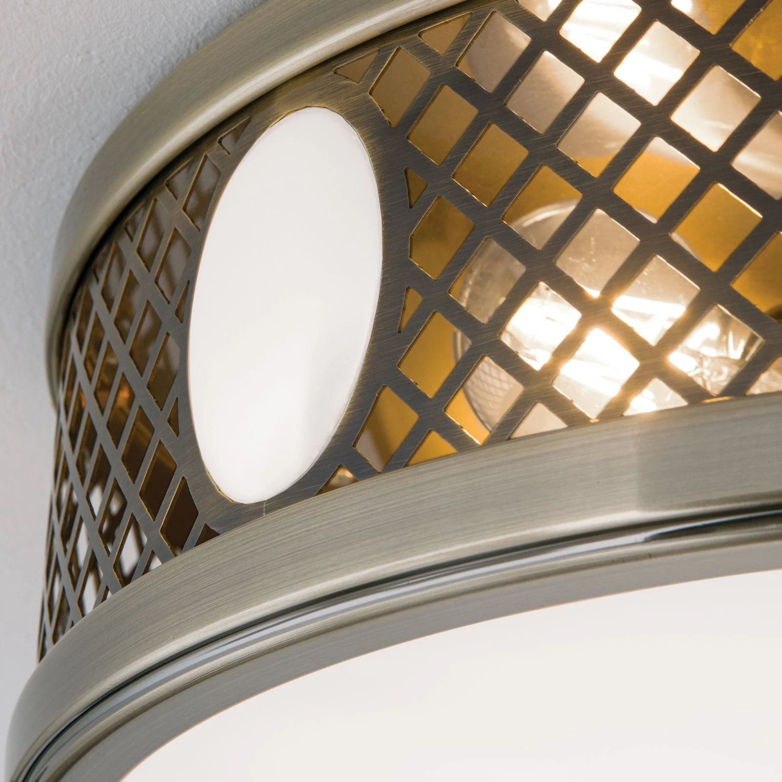 Plitka plafonska lampa ALT WIEN, antik mesing, 53 cm - 6