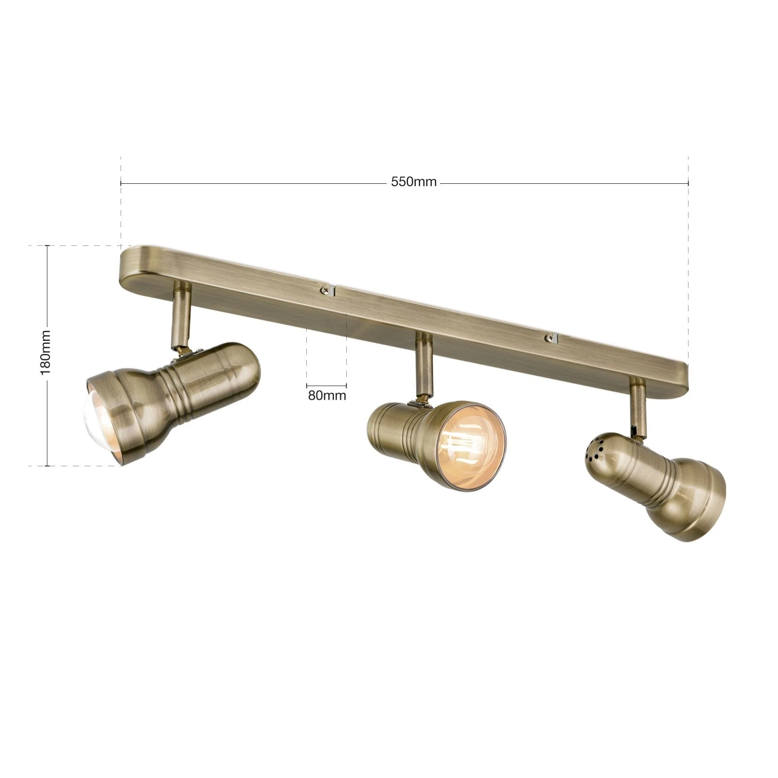 Spot lampa WILHELM, 3 glave, antik mesing - 7