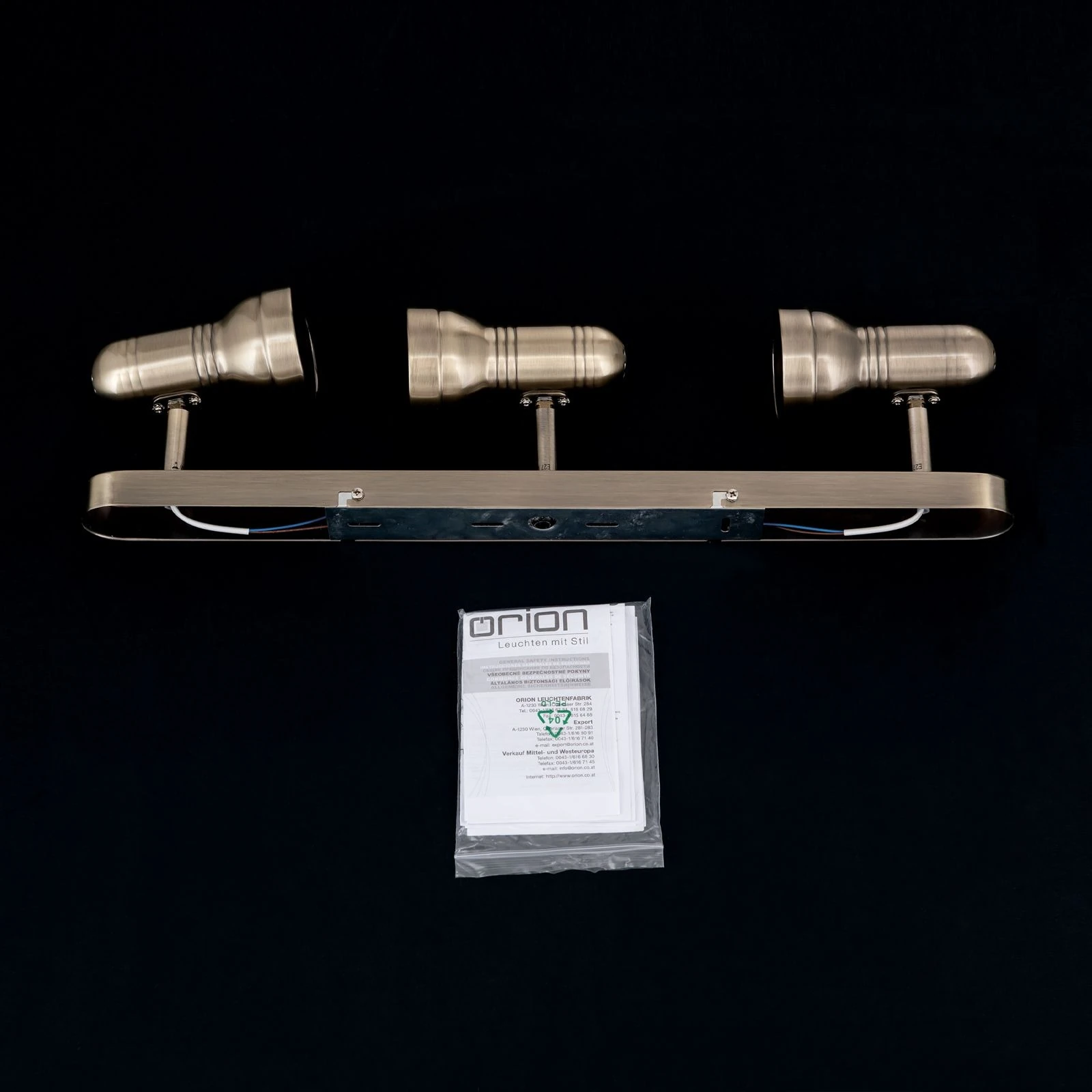 Spot lampa WILHELM, 3 glave, antik mesing - 8