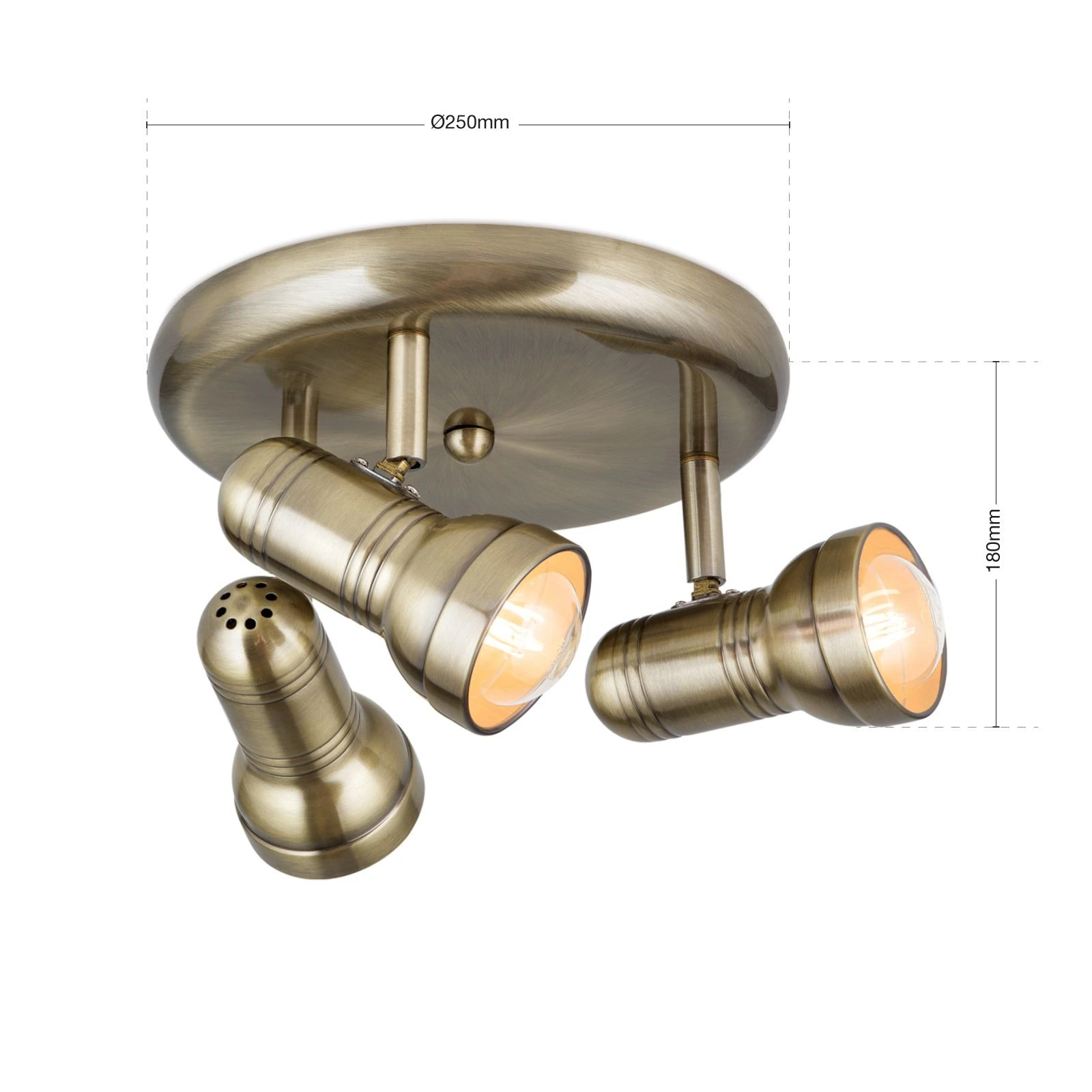 Spot lampa WILHELM, 3 izvora svetla, patina - 7