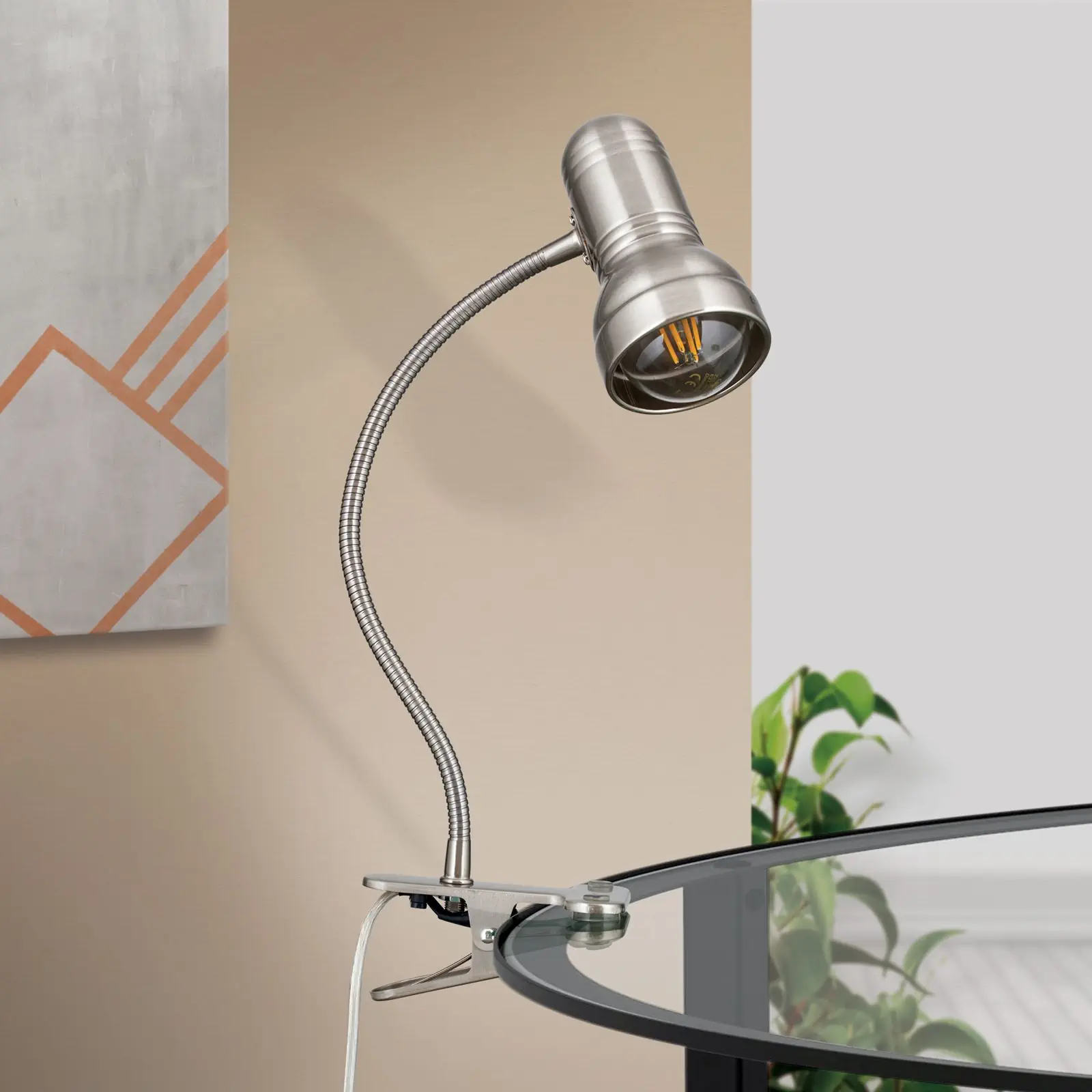 Spot lampa sa stezaljkom WILHELM, satenirana, dugačka - 3