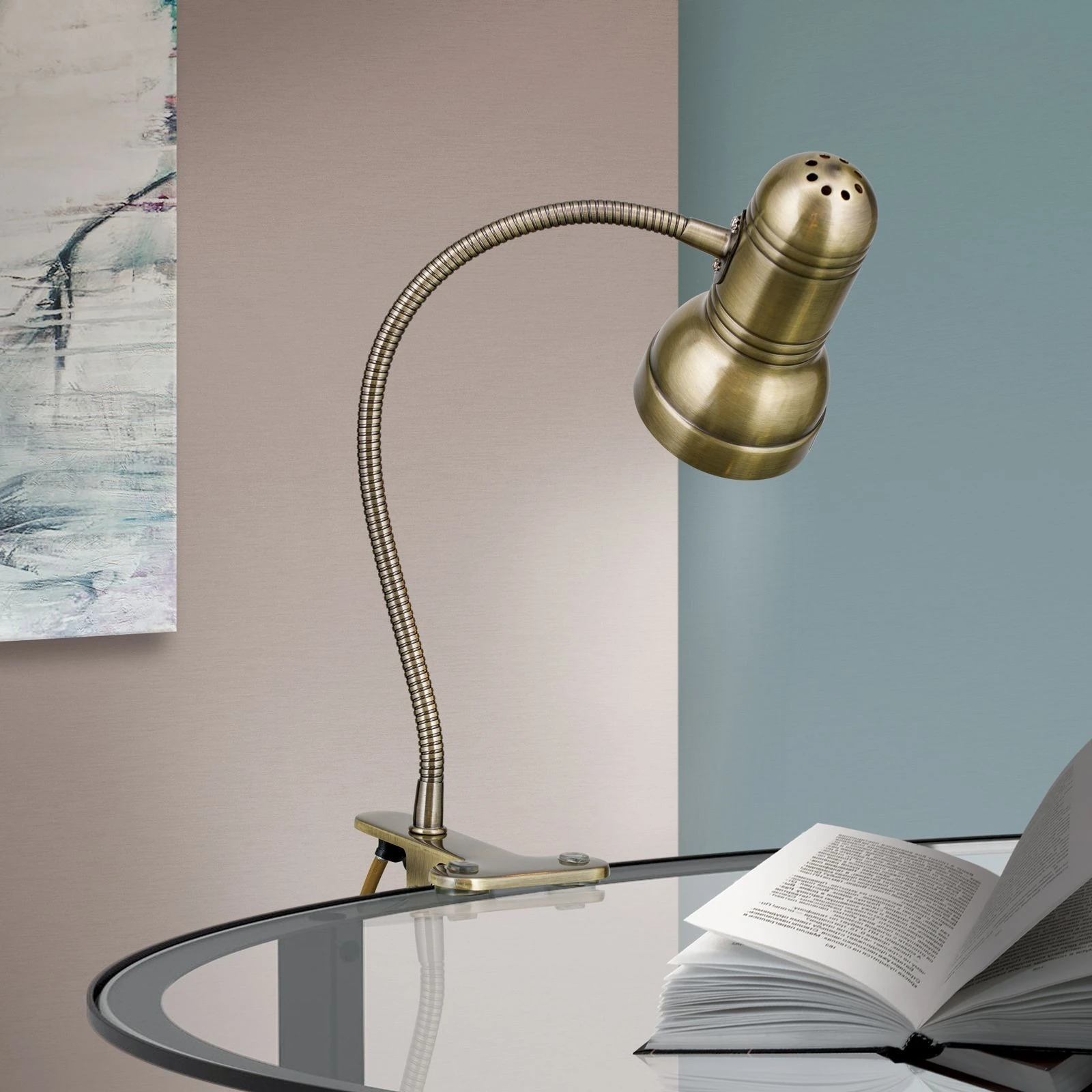 Spot lampa sa stezaljkom WILHELM, patina, dugačka - 2