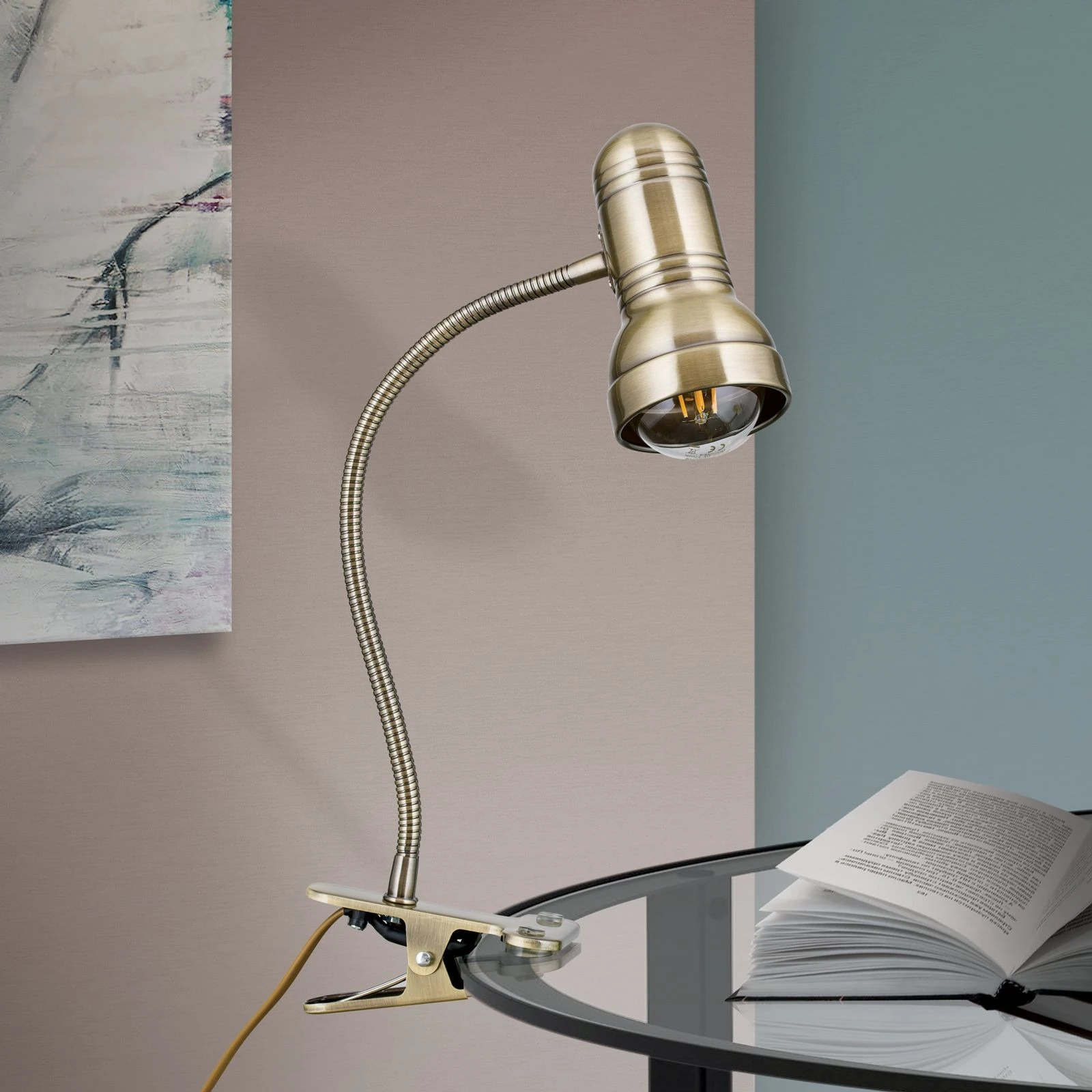 Spot lampa sa stezaljkom WILHELM, patina, dugačka - 3