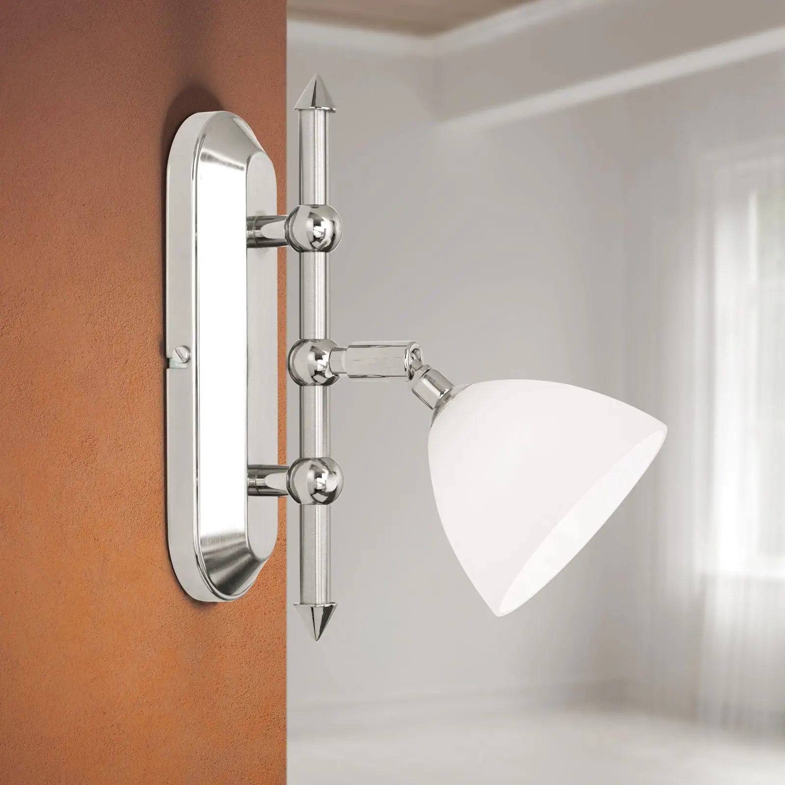 Pojedinačna spot lampa OPALDESIGN, 1 izvor svetla, saten hrom završna obrada, sa opalnim staklom - 2