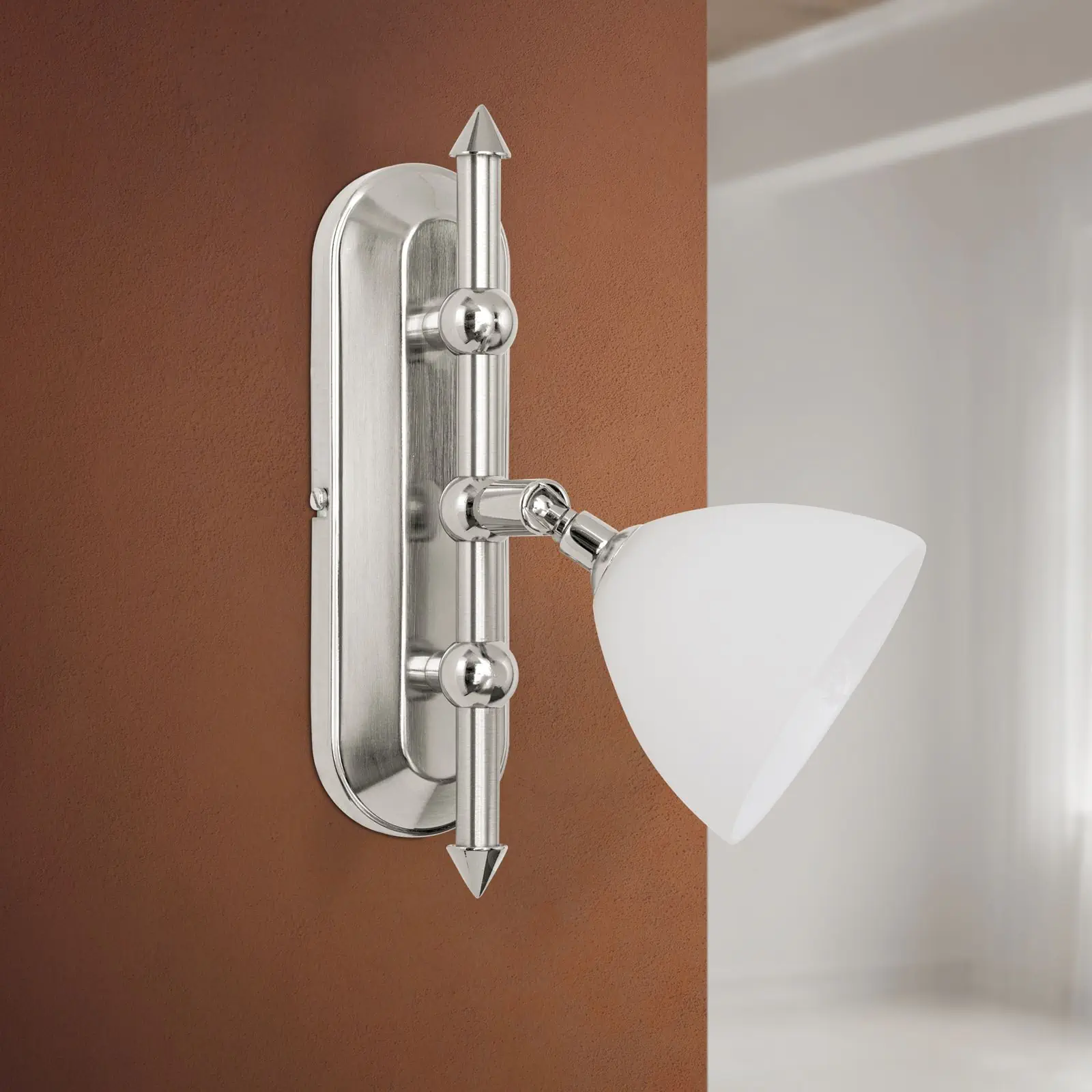 Pojedinačna spot lampa OPALDESIGN, 1 izvor svetla, saten hrom završna obrada, sa opalnim staklom - 3