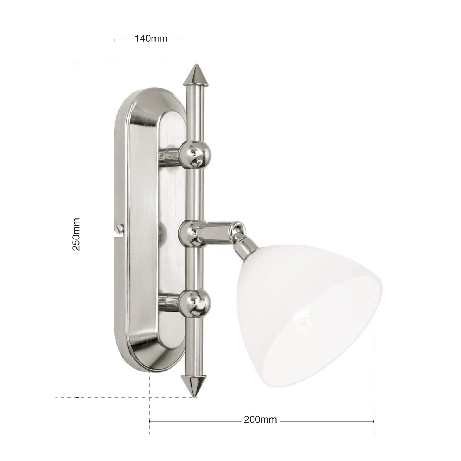 Pojedinačna spot lampa OPALDESIGN, 1 izvor svetla, saten hrom završna obrada, sa opalnim staklom - 7