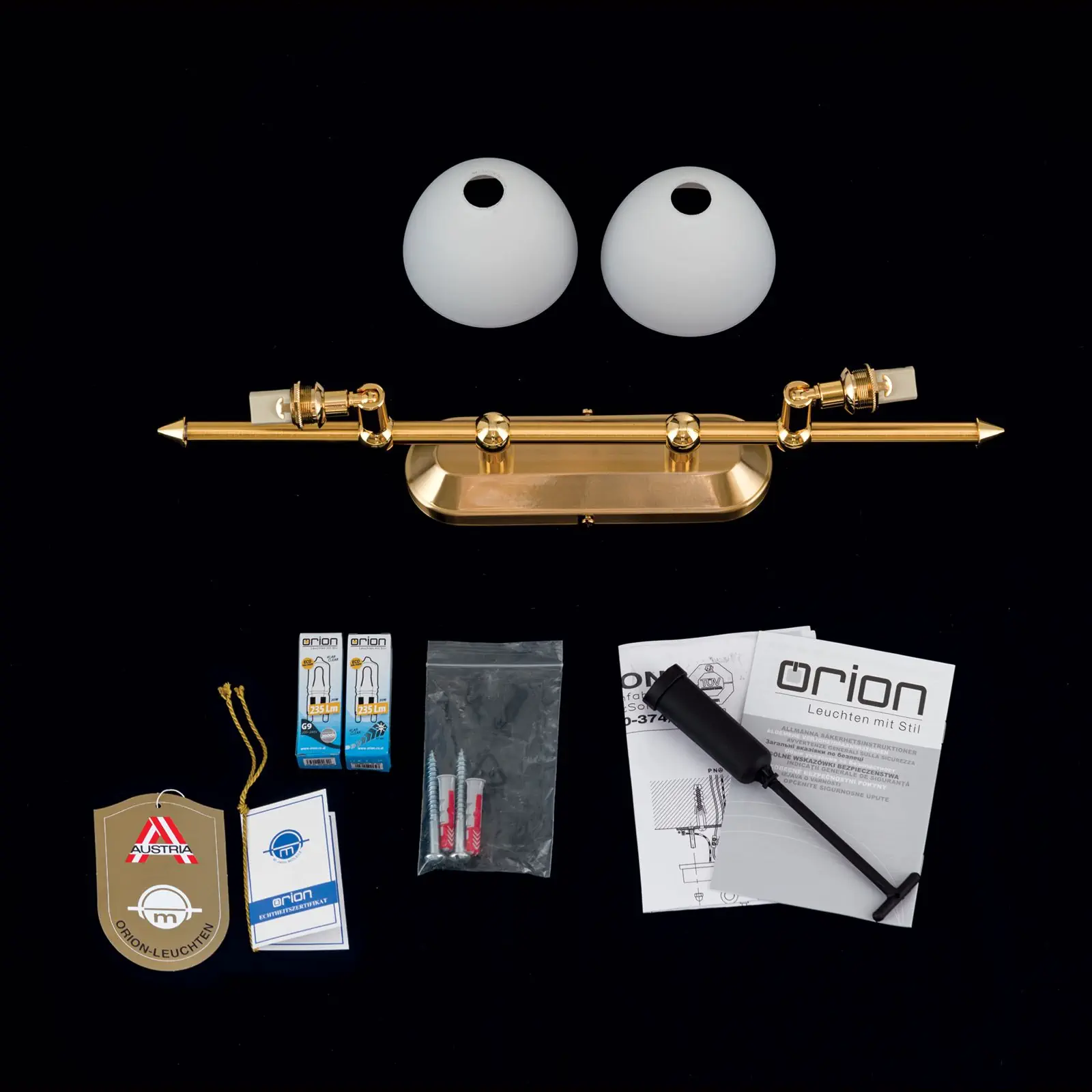 Spot lampa OPALDESIGN, 2 izvora svetla, mat zlatna, sa opalnim staklom - 8