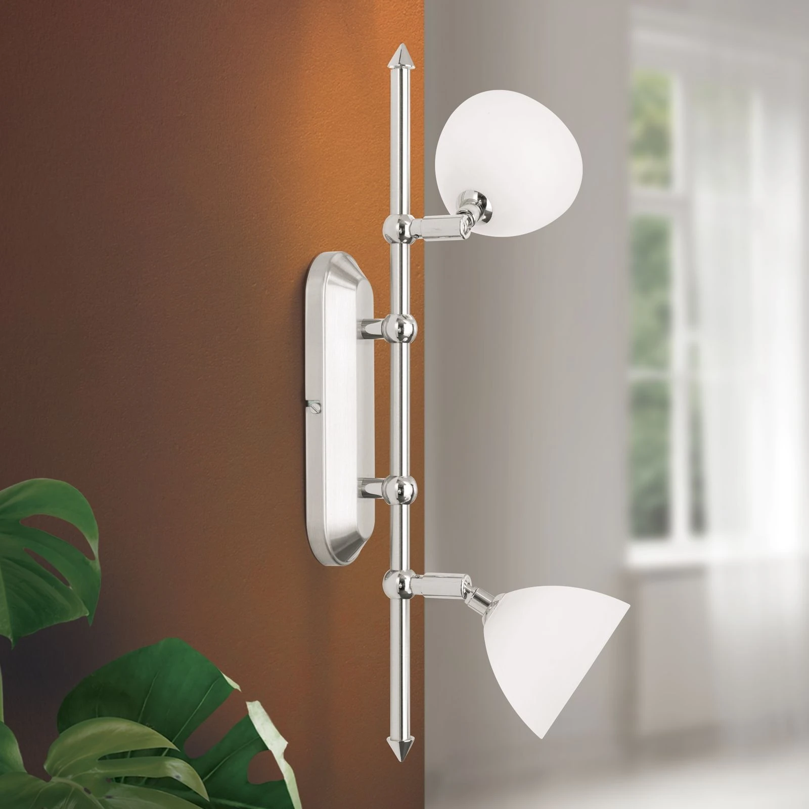 Spot lampa OPALDESIGN, 2 glave, satin hrom, opalno staklo - 2