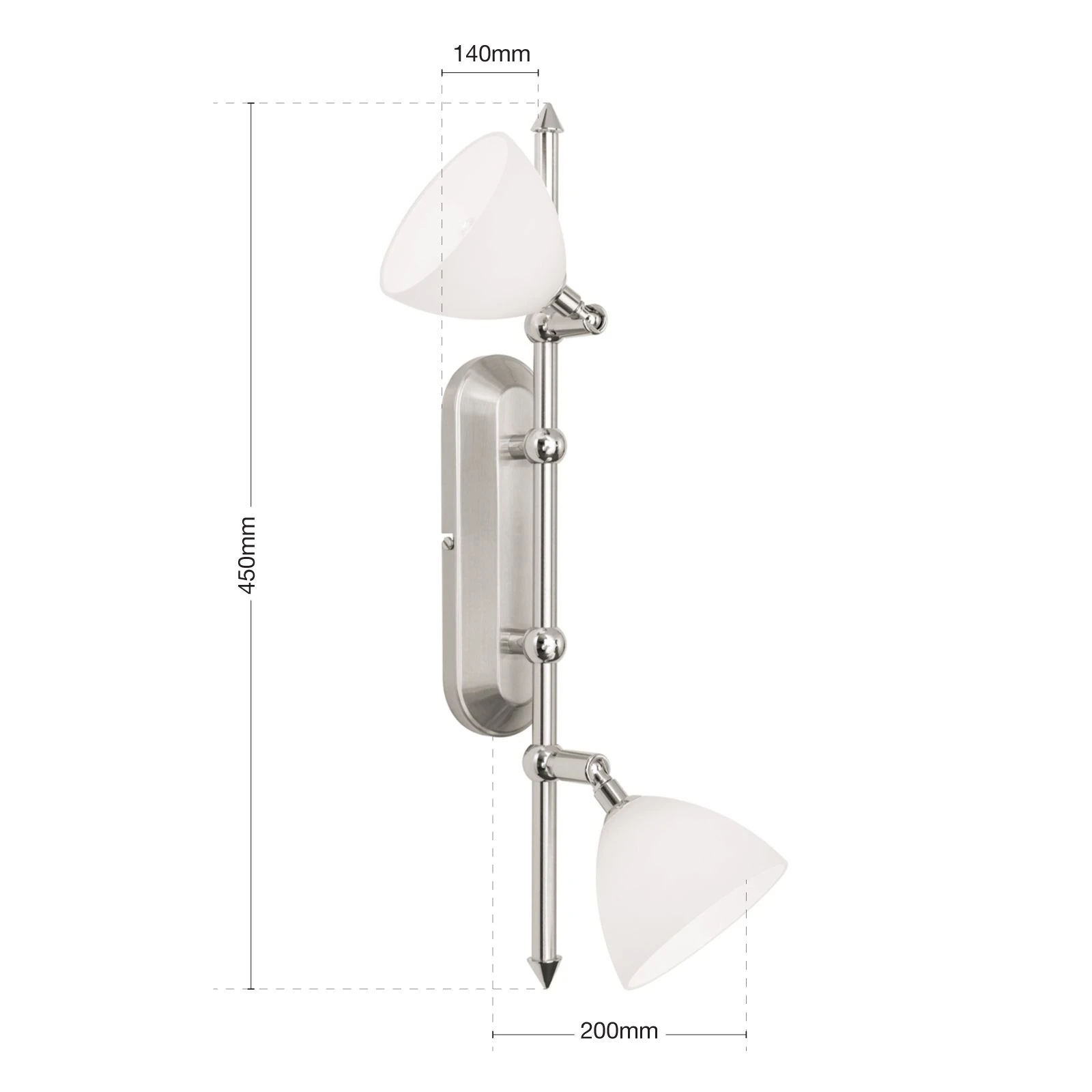 Spot lampa OPALDESIGN, 2 glave, satin hrom, opalno staklo - 7