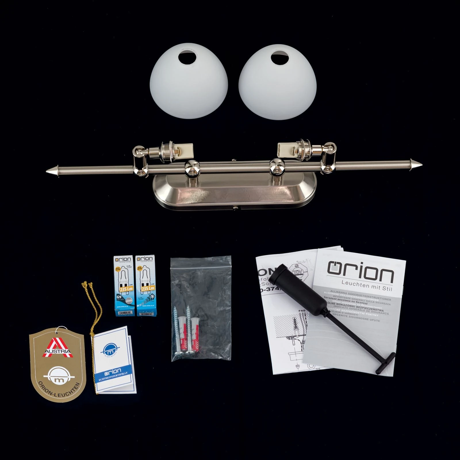 Spot lampa OPALDESIGN, 2 glave, satin hrom, opalno staklo - 8