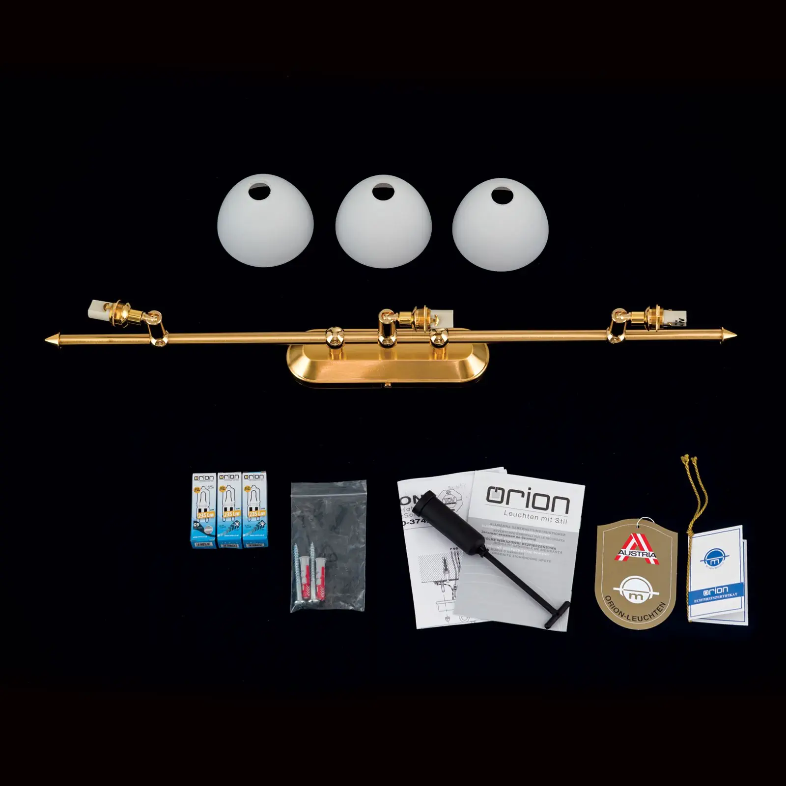 Spot lampa OPALDESIGN, 3 izvora svetla, mat zlatna, sa opalnim staklom - 8