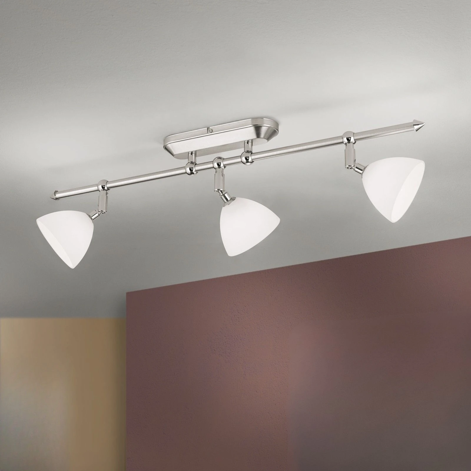 Spot lampa OPALDESIGN, 3 glave, satin hrom, opalno staklo - 1