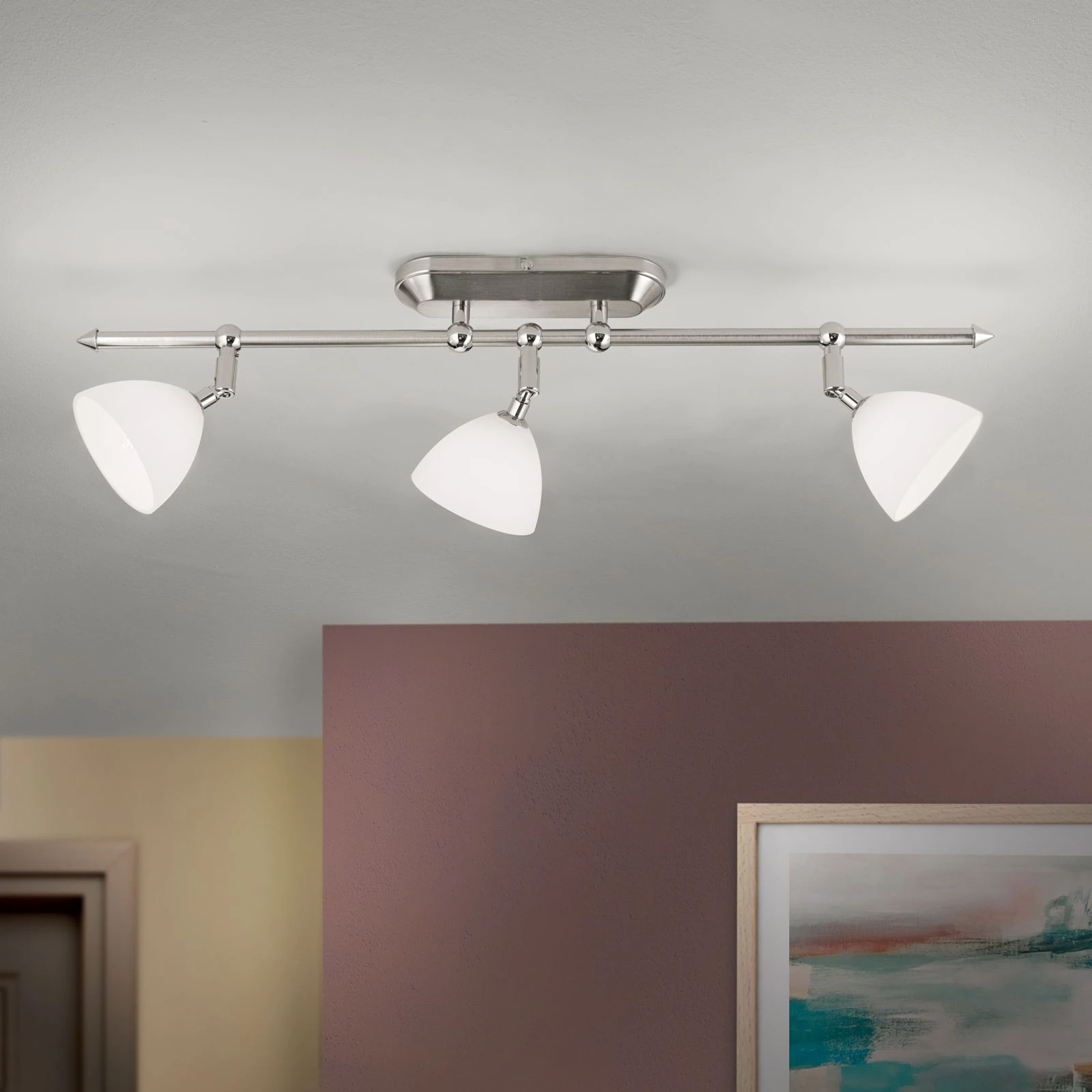 Spot lampa OPALDESIGN, 3 glave, satin hrom, opalno staklo - 2