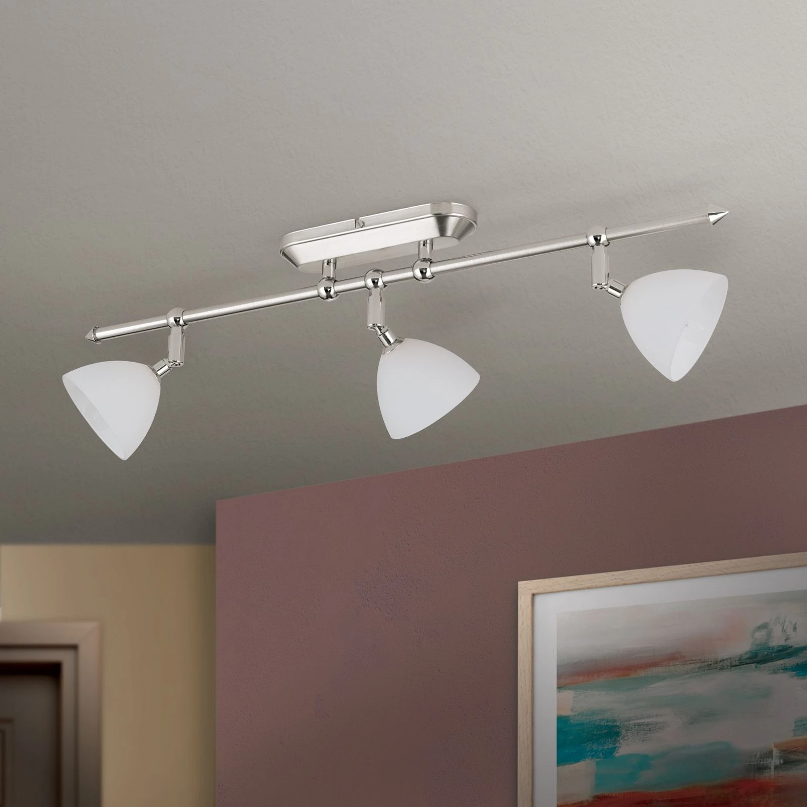 Spot lampa OPALDESIGN, 3 glave, satin hrom, opalno staklo - 3