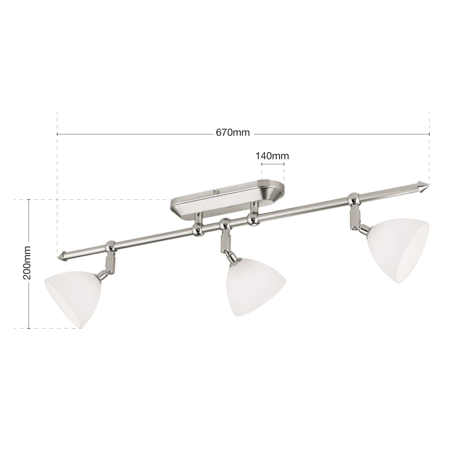 Spot lampa OPALDESIGN, 3 glave, satin hrom, opalno staklo - 7