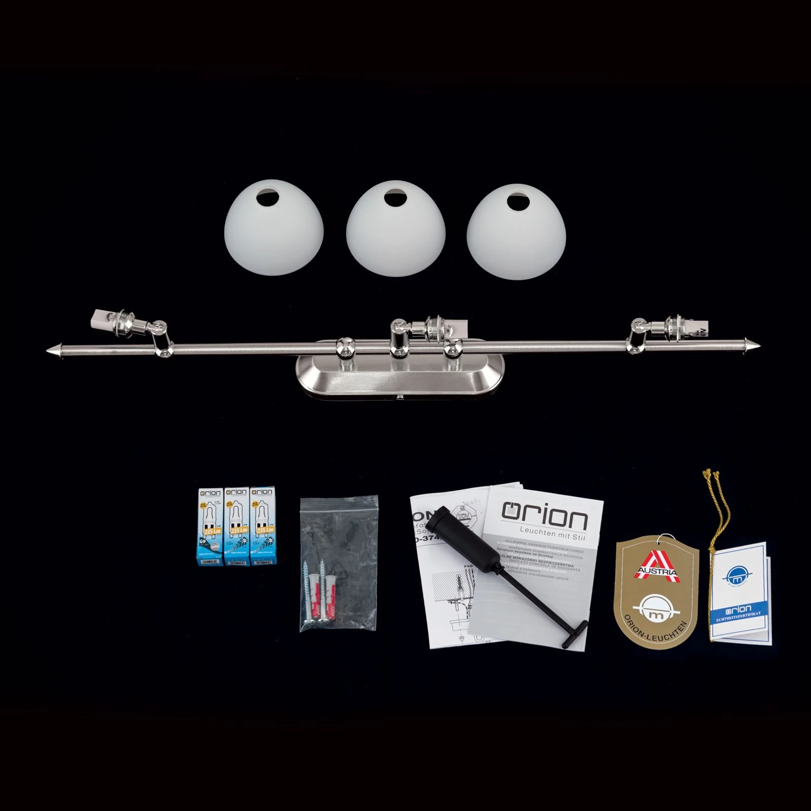 Spot lampa OPALDESIGN, 3 glave, satin hrom, opalno staklo - 8