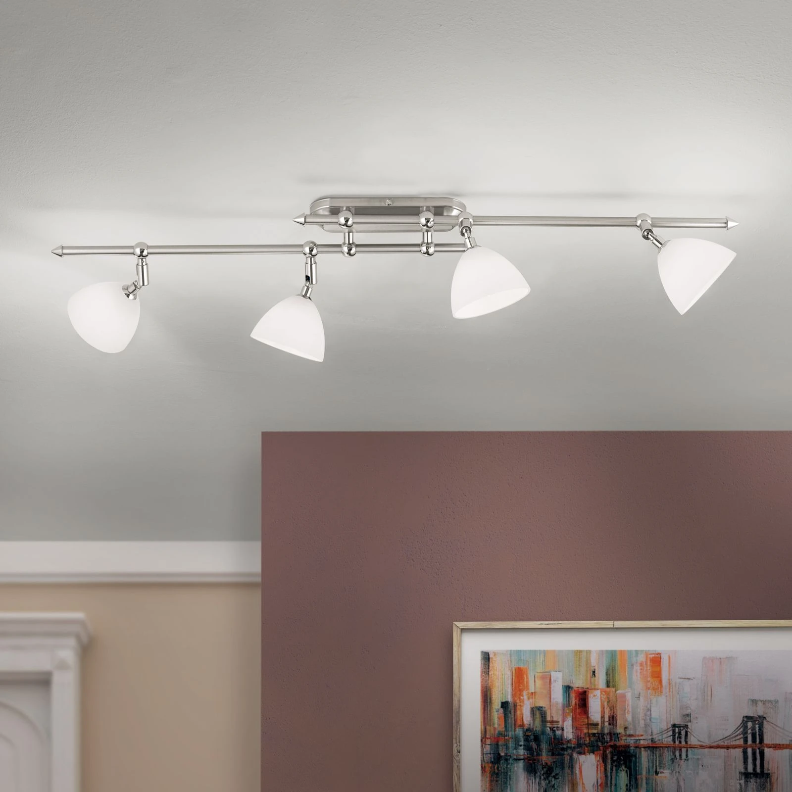 Spot lampa OPALDESIGN, 4 glave, satin hrom, opalno staklo - 2