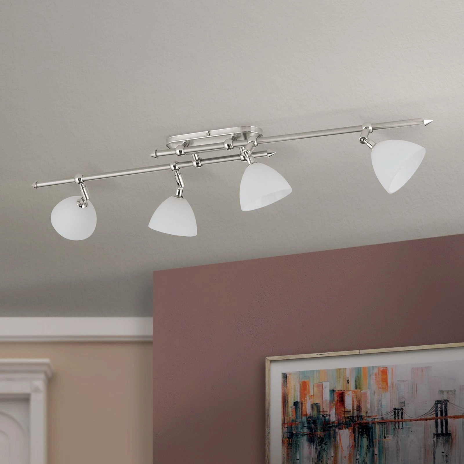 Spot lampa OPALDESIGN, 4 glave, satin hrom, opalno staklo - 3