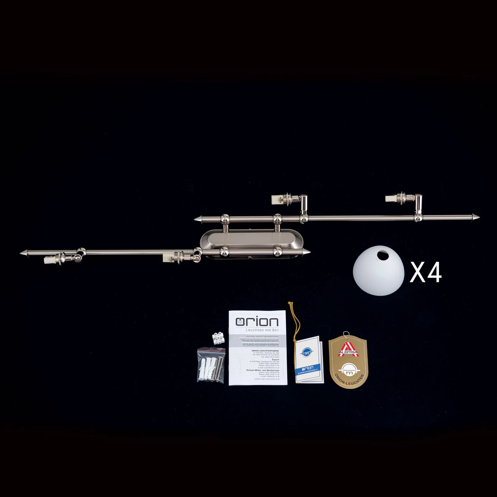 Spot lampa OPALDESIGN, 4 glave, satin hrom, opalno staklo - 8