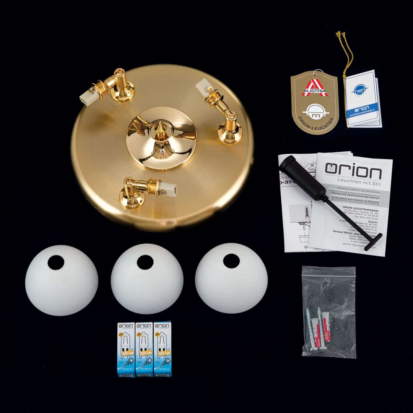 Okrugla spot lampa OPALDESIGN, 3 izvora svetla, mat zlatna, sa opalnim staklom - 8