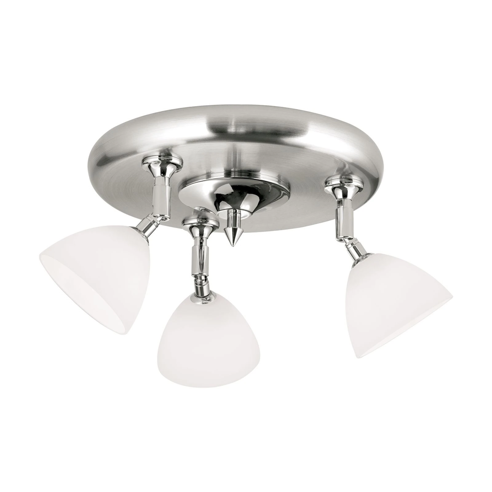 Spot lampa OPALDESIGN, 3 glave, okrugla, satin hrom, opalno staklo - 4