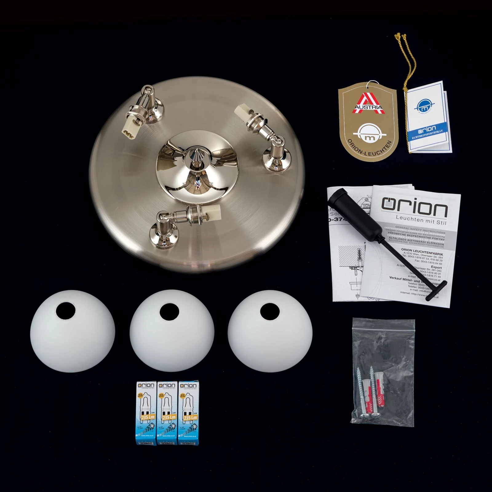 Spot lampa OPALDESIGN, 3 glave, okrugla, satin hrom, opalno staklo - 8