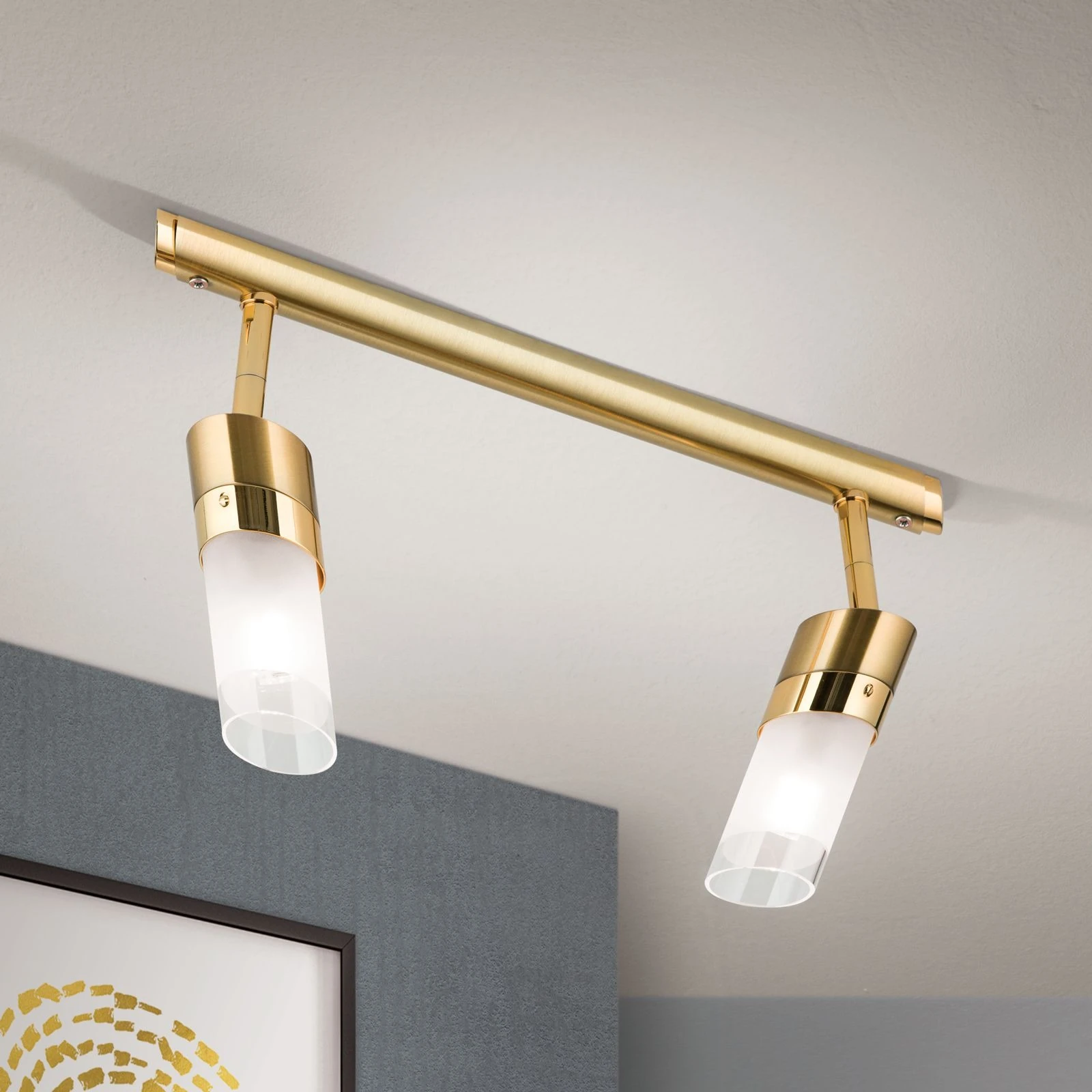 Dupleks spot lampa SPOT EXCLUSIVE, brušeno zlato, satinirano difuzno staklo