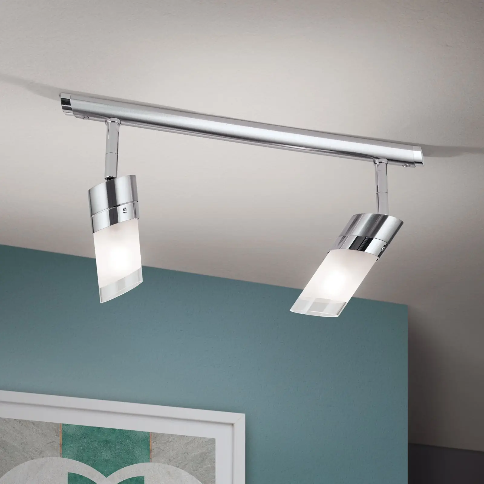 Dupla spot lampa SPOT EXCLUSIVE, satenski hrom, sa satenskim difuznim staklima