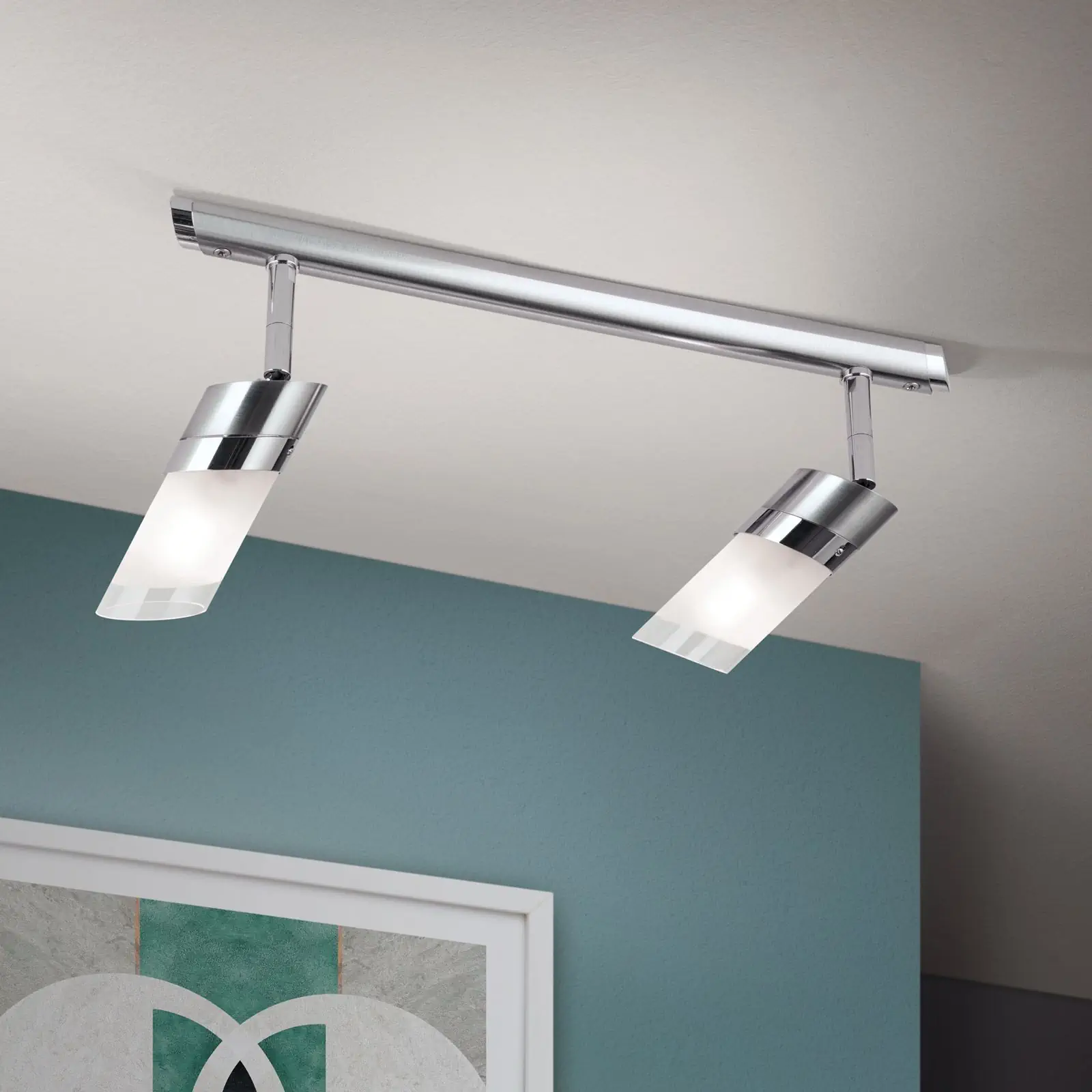 Dupla spot lampa SPOT EXCLUSIVE, satenski hrom, sa satenskim difuznim staklima - 2