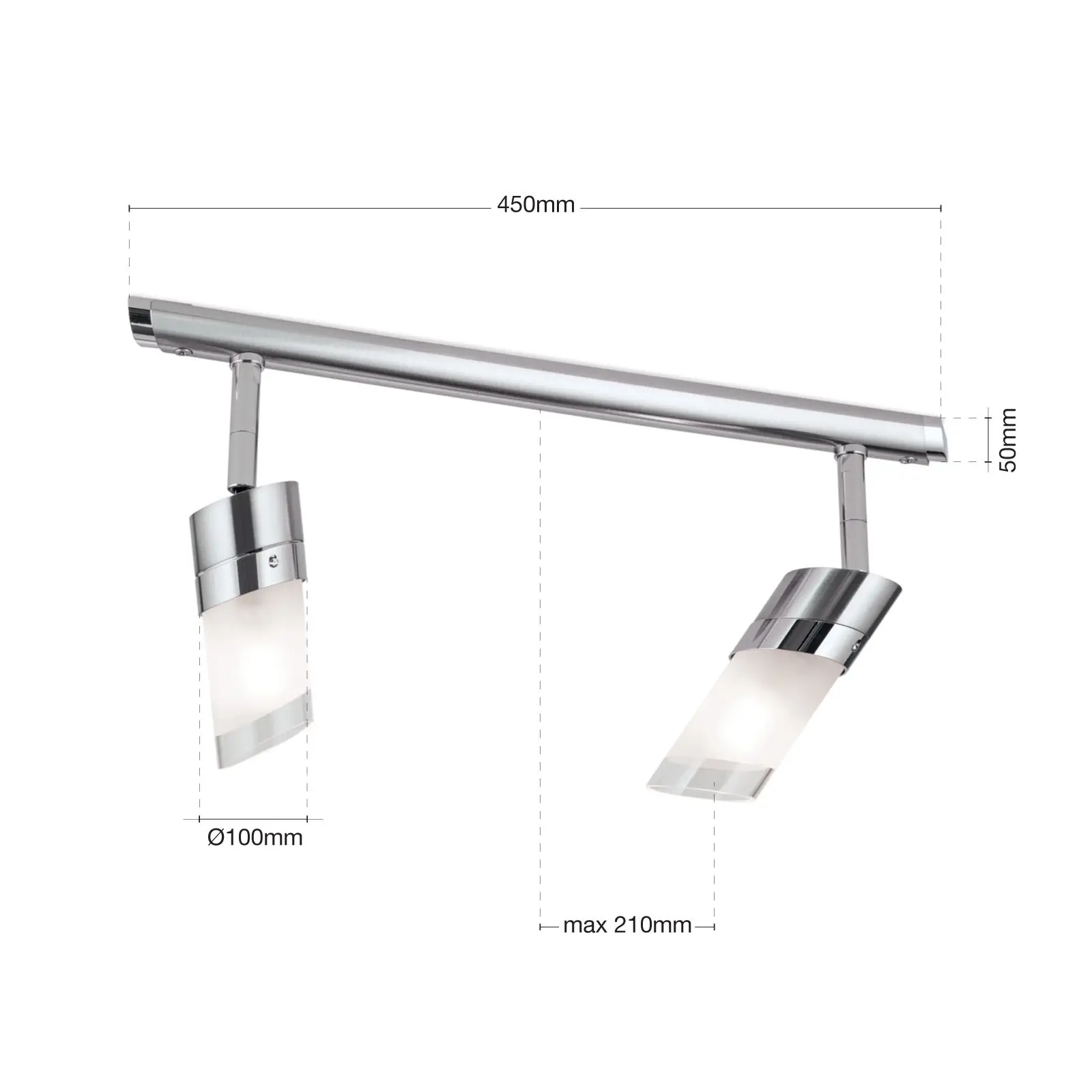 Dupla spot lampa SPOT EXCLUSIVE, satenski hrom, sa satenskim difuznim staklima - 7