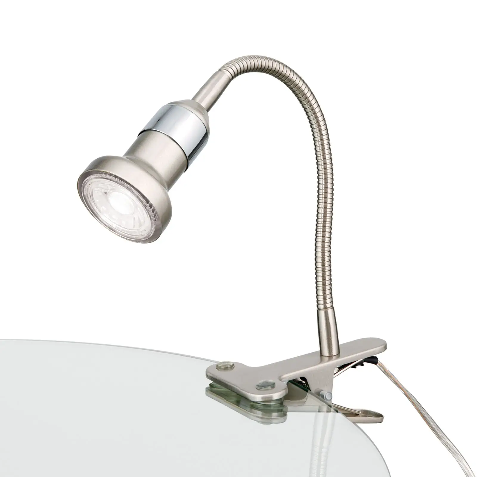 Spot lampa sa stezaljkom SEBA, 1 izvor svetla, satenirana - 4