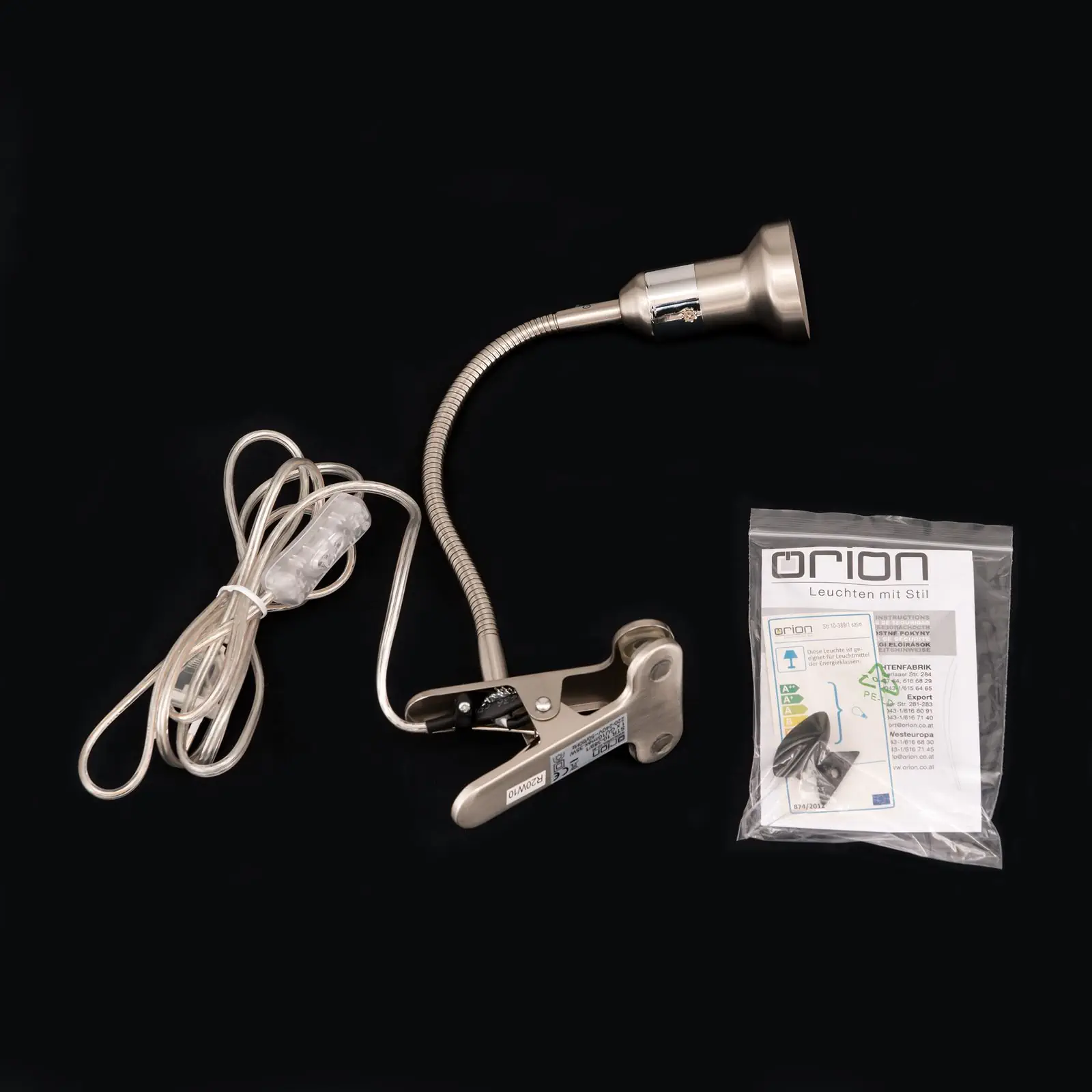 Spot lampa sa stezaljkom SEBA, 1 izvor svetla, satenirana - 8