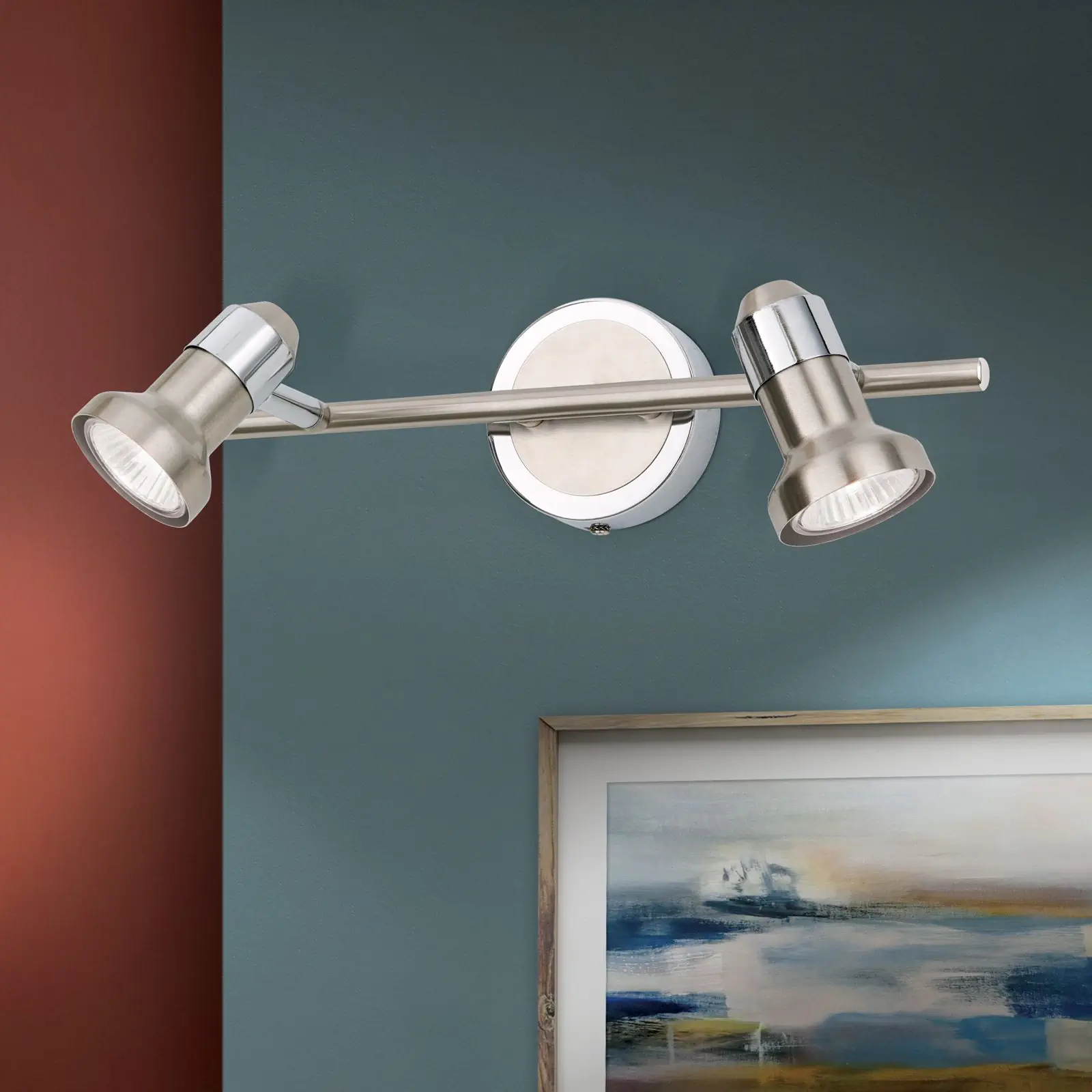 Spot lampa SEBA, 2 izvora svetla, satinsana - 1