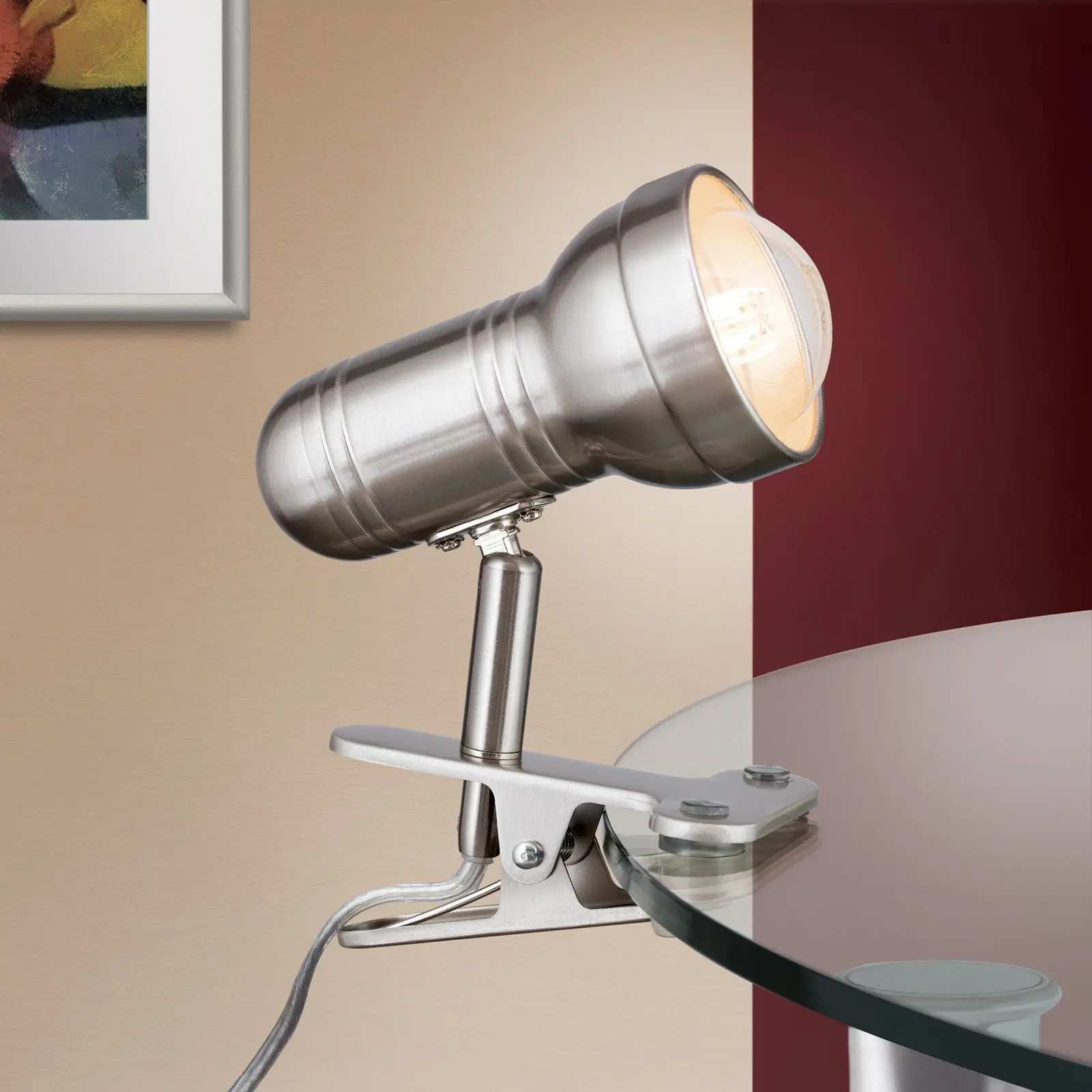 Spot lampa sa stezaljkom WILHELM, satenirana, kratka