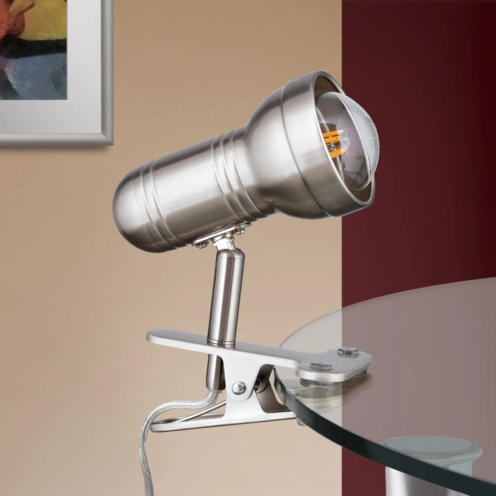 Spot lampa sa stezaljkom WILHELM, satenirana, kratka - 3