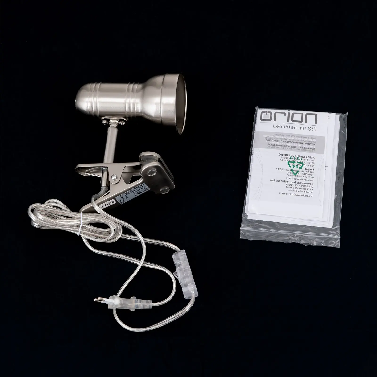 Spot lampa sa stezaljkom WILHELM, satenirana, kratka - 8