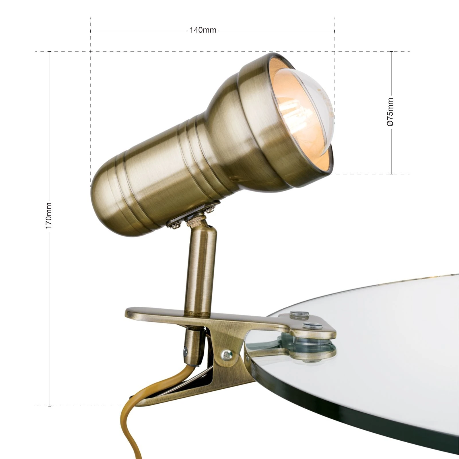 Spot lampa sa stezaljkom WILHELM, patina, kratka - 7