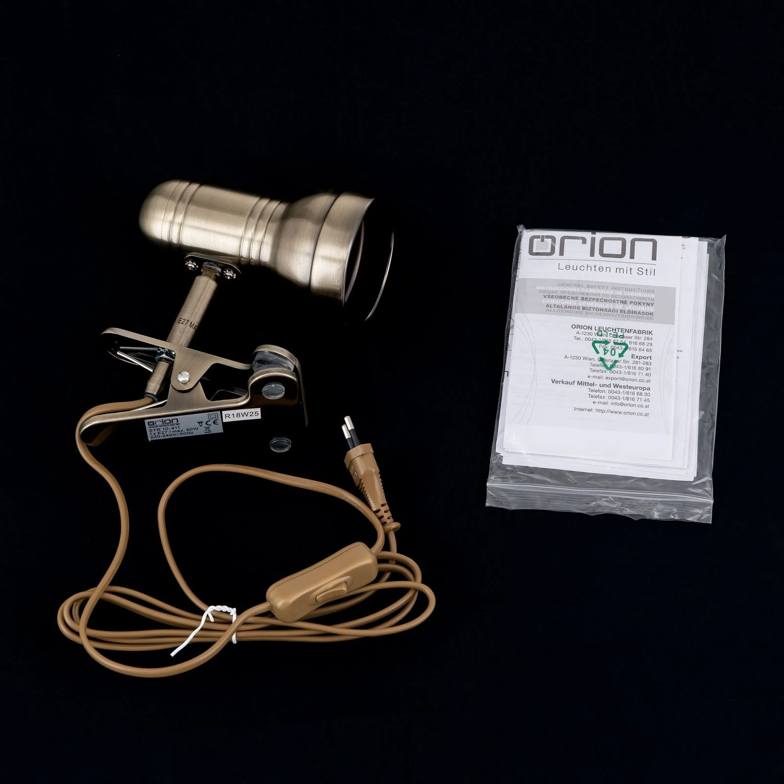 Spot lampa sa stezaljkom WILHELM, patina, kratka - 8