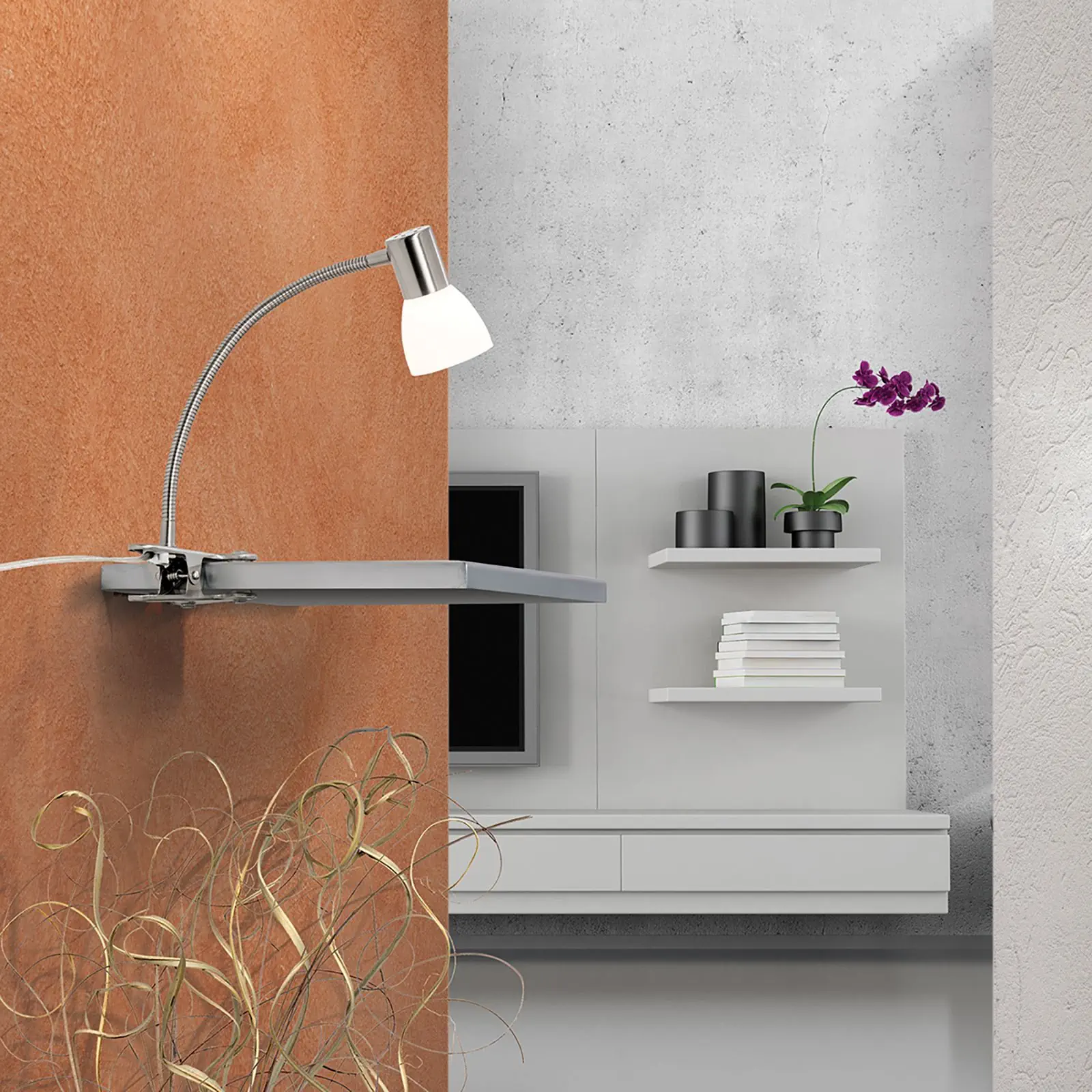 LED lampa sa stezaljkom LAURA, 1 izvor svetla, saten