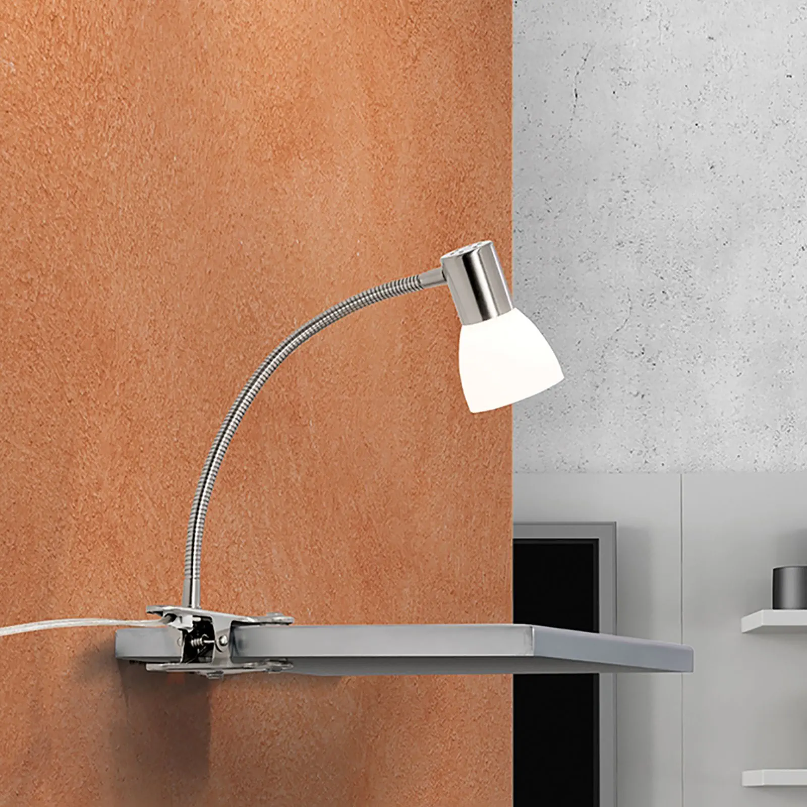 LED lampa sa stezaljkom LAURA, 1 izvor svetla, saten - 2