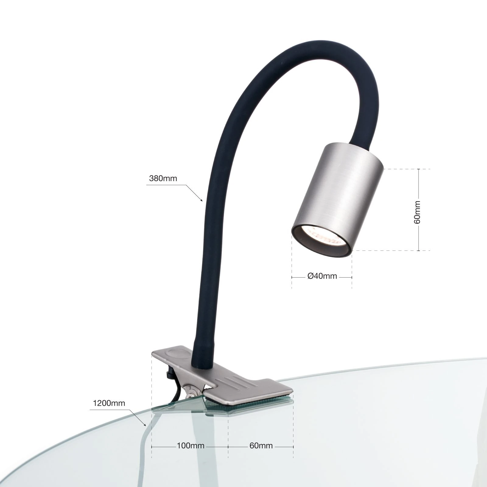 LED lampa sa stezaljkom KURT, satin hrom - 7