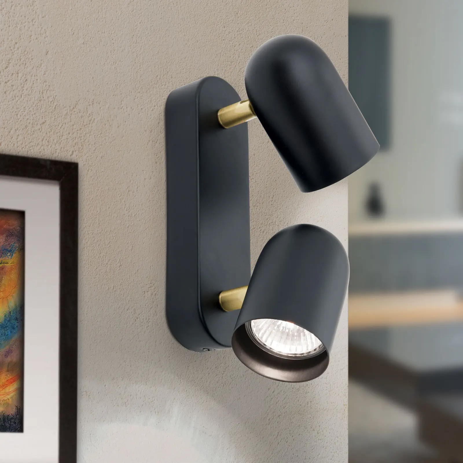 Spot lampa BRADLEY, 2 izvora svetla, crna/mesing - 2