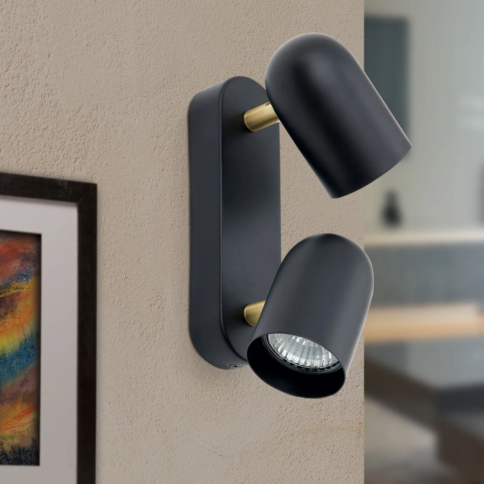 Spot lampa BRADLEY, 2 izvora svetla, crna/mesing - 3