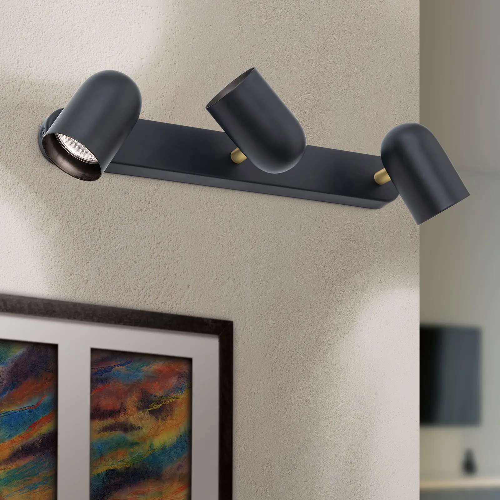 Spot lampa BRADLEY, 3 izvora svetla, crna/mesing