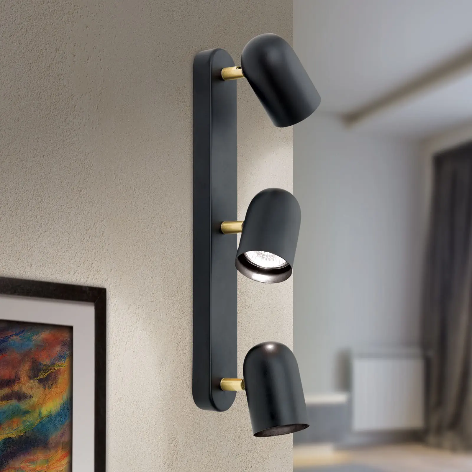 Spot lampa BRADLEY, 3 izvora svetla, crna/mesing - 2